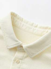 mini bala Boys Corduroy Shirt 2025 Fall Retro Soft Long Sleeve - Milky White - View 7