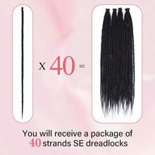 18/24 Inch 40 Strands Dreadlock Hair Extensions,Synthetic Hippie Single Ended Handmade Dreads,Thin 0.6cm Width Straight Reggae Style Dreadlocks For Woman - 黑色 - 查看 4