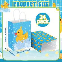 6/12/24pcs Duck Paper Bags With Handles, Rubber Duck Gift Bags, Party Favor Boxes, Birthday Supplies, Blue - Multicolor - View 5