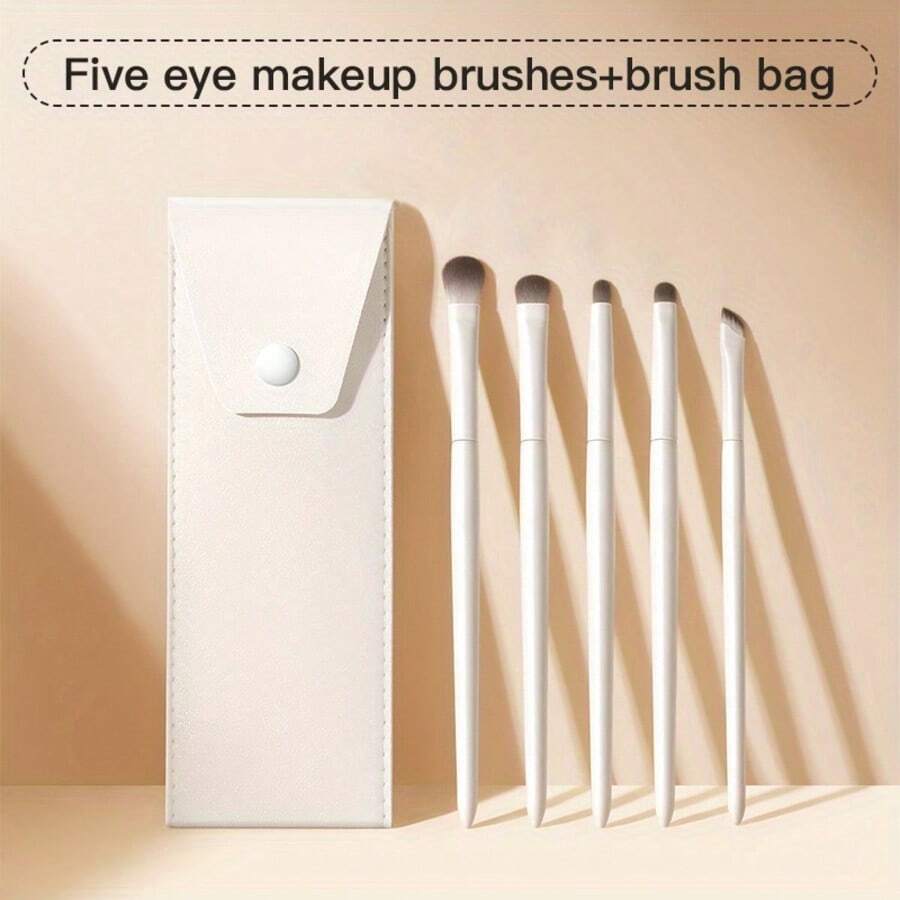 Luxurious Premium Makeup Brush Set 5-Piece Precision Eyeliner Nose And Detail Brushes For Perfect Eye Makeup And Makeup Powder Application - Includes Box,Travel,Travel Essential,Valentine's Day,Cheap,Travel Makeup Brush,Gifts For Women,Makeup Artist,Professional Complete Makeup Kit - White - View 1