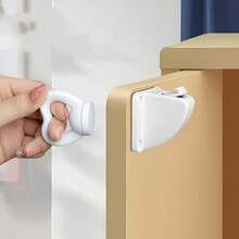 1把钥匙+2把锁 磁性抽屉锁，隐形隐藏锁，多功能锁，粘合锁 - 白色 - 查看 5