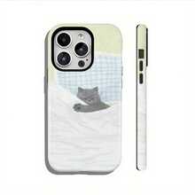 1 funda para teléfono móvil con impresión a color sin pérdida de 360 grados, diseño de gato durmiendo, a la moda, simple, dos en uno, anticaídas, a prueba de golpes, de cobertura completa, adecuada para APPLE 16 Pro Max/16 Pro/16 Plus/16/15/14/13/12/11. Bonita y moderna, es una buena opción para diversos festivales. - Blanco - Ver 1