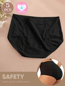 MEIYATING 5pcs/Pack Women's Breathable Mesh Seamless Panties, High Waist Leak-Proof Menstrual Period Underwear - Multicolor - View 3