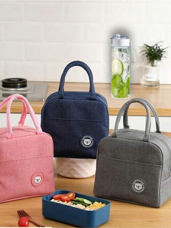 1pc Bear Pattern Insulated Lunch Bag, Food Storage, Insulated Lunch Box Bag, Thick Aluminum Foil Bento Bag, Cooler Picnic Tote Bag, For Work And Outdoor Portable Lunch Box Bag, Lunch Bag, Work And School Storage Bag, Teacher Storage Bag, Classroom Bag, Classroom Storage Bag - A Gift For Women Or Men