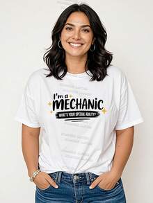 Ropa de verano para mujer, camisas 100% algodón para mujer, regalos para el día de la madre para S-2XL, regalos de cumpleaños para mujer, ¿cuál es tu superpoder? Camiseta,Camiseta de mecánico, camiseta de mecánico diésel, soy mecánico ¿Cuál es tu superpoder? camiseta - Blanco - Ver 2