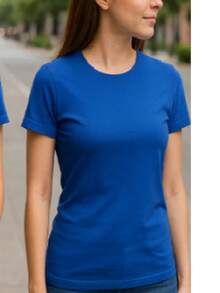 PLAYERA DAMA C/REDONDO M/CORTA AJUSTADO LISO - Azul - Ver 5