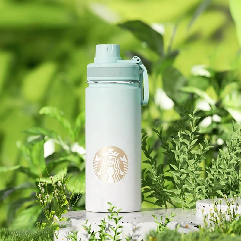 Starbucks Mint Green High-Value Model 520ml Large Capacity Leak-Proof Stainless Steel Insulation Sports Cup Boys And Girls Water Cup Coffee Cup Office Commuting Gift - Mint Green - View 1