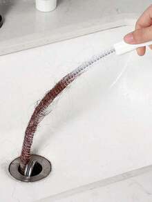 1pc Flexible Hair Drain Clog Remover, Flexible Shower Drain Cleaning Brush, Drain & Toilet Cleaner, Sink Cleaning Brush, Drain Cleaner, Flexible Cleaner, Clog Removal Tool, Suitable For Sink, Kitchen, Bathroom, Bathtub, Pipe Cleaning Tool, Drain Unclogging Brush - White - View 2