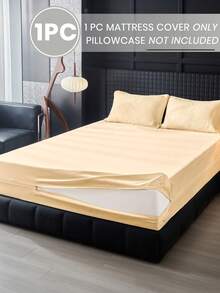 1pc 100% Waterproof 6-Sided Zippered Mattress Protector, Fits9-12 Inches Deep Mattress, Twin, Full, King, Queen Size, Deep Mattress, Breathable & Noiseless, Dustproof Non-Slip, Bedspread, Fitted Sheet, Washable Mattress Encasement, Low Allergenicity, High Quality Zippered Mattress Cover, Ideal Home Gift, Perfect Holiday Gift,Fall Decor,Autumn Decor,Room Decor - 米色(床單高25cm) - 查看 2