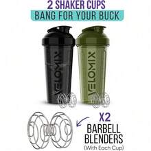 2-Pack 28oz/830ml Premium Shaker Bottles With 4 Stainless Steel Balls - Leakproof  Mixer Cups For Protein, Smoothies & Meal Replacement - Gym, Office, Travel & Home Use - Blue & Clear Combo With Measurement Marks - 94) 綠色/黑色 - 查看 3