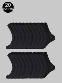 6双/10双/20双装黑白加厚男士冬季运动袜，时尚休闲户外运动袜，压缩膝袜，商务休闲度假中筒袜，秋季款