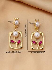 1 Pair Asymmetrical Round Earrings, Casual Vacation Jewelry Accessories For Women - Yellow Gold - View 6