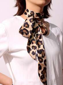 1pc Fashion Leopard Scarf Polka Dot Narrow Women Belt Long Leopard Print Headband Women