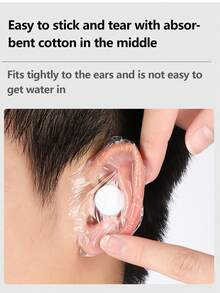 10/30 Pieces Per Pack, Waterproof Ear Patches, Soft And Skin-Friendly, Thin And Breathable, Protects The Ears, Good Elasticity, Easy To Wrap The Ears, Completely Covers The Ears, Not Easy To Leak Water, Suitable For Swimming, Bathing, Hot Springs And Other Occasions. - White - View 5
