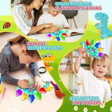 Dinosaur Color Sorting Sensory Toy Gift For Toddler Activities Toy Fine Motor Matching Game Road Trip Travel Essential Toy Montessori Autism Fidgets Easter Basket Stuffers For Kid 3 4 5 Year Old Boy - 彩色 - 查看 4