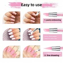 Double-Ended Silicone Nail Art Pen Press Wand Is A Multi-Functional Nail Art Tool For Applying Carved And Toning Glue - Pink - View 2