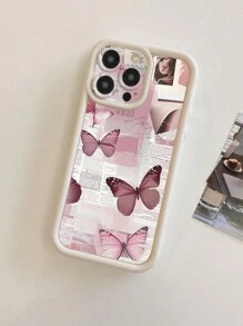 1 件蝴蝶和新闻纸图案厚软保护手机壳，带相机孔设计，兼容 11 Pro Max/12 Pro Max/13 Pro Max/14 Pro Max/15 Pro Max/16 Plus/16 Pro Max、16E、Galaxy A55/A15/S24 Ultra、Redmi、OPPO、Realme、VIVO、Infinix、Honor、MOTO、OnePlus