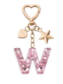 1pc Cute Bling Keychain Initial Letter Butterfly Star Pink Gift For Women Girls Bag Purse Handbags School Bag Car Key Cup Charms Accessories Car Accessories Goth Y2k