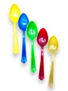 24 Pz Cuchara Sopera Plástico Reutilizables De 18cm Fiesta Colores. - Multicolor - Ver 4