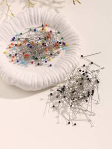 1pc/12pcs Colorful Black & White Glass Head Pins, Clothing Positioning Pins, Scarf Fixing Pins For Dress - Black and White - View 3