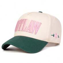 1 件女式 OUTLAW 卡车司机帽，个性化字母刺绣棒球帽，街头时尚休闲 5 片帽，适合户外、防晒、春秋旅行、海滩度假 - 彩色 - 查看 9