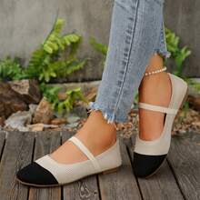 Women Shoes Soft Sole Flat Shoes Square Toe Elastic Band Comfort - 黑色 - 查看 9