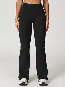 MASKERT "Sports Pants" Women's Sports Pants Yoga Pants Flared Pants Running Fitness Home Commuting Comfortable Skin Friendly Tights - 黑色 - 查看 2