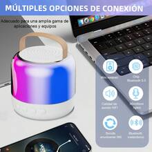 Mini Nuevo Karaoke portátil, KTV doméstico con Efecto de Cambio de Voz y luz LED, con 2 micrófonos inalámbricos, Altavoz Bluetooth 5.3, Adecuado para Viajes al Aire Libre, regalo de cumpleaños, KTV en casa, al aire libre, viajes,De vuelta al cole - Blanco - Ver 3