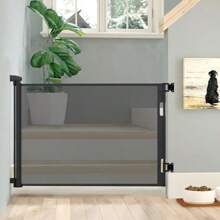 Retractable Gate 0-150 Cm, Extendable Child Gate, One-Handed Dog Gate, For Stairs, Hallways, Kitchen, Indoors And Outdoors - 黑色 - 查看 1