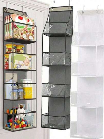 1个浴室门后收纳挂袋多用途门后收纳袋袋子分类收纳可折叠家用收纳袋壁挂式多层透明可见收纳袋