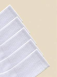 1/5/10双装女士纯色休闲中筒袜，柔软舒适蓬松，适合日常穿着、居家、办公、学校、运动，白色，舒适保暖