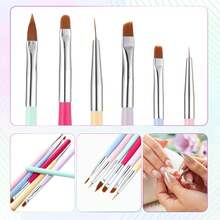 6Pcs Gel Nail Brush Set - Nail Art Brushes Salon & ,  Design Tools With High-Quality Materials