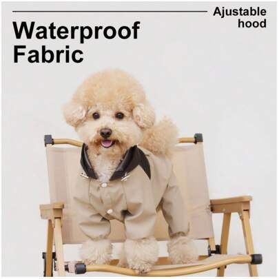 1 PC Outdoor Pet Raincoat,Full Body & Hooded For Small To Medium Dogs, Waterproof And Lightweight For Travel & Walking On Rainy Days.