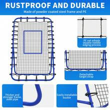 7x4 FT Volleyball Rebounder Net,Ultimate Training Equipment For Volleyball & Lacrosse,Enhanced Bouncing System For Volleying, Bumping, Spiking Drills,Multiple Adjustable Rebound Angles For Customized Practice - Blue - View 9