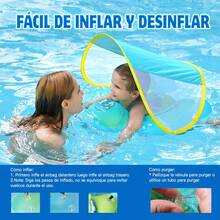 ¡El bebé nada tranquilo! Visera ajustable + Anilla de natación con triple cámara de aire | Patas 100% antideslizantes | ¡El regalo perfecto para el verano! - Azul - Ver 4
