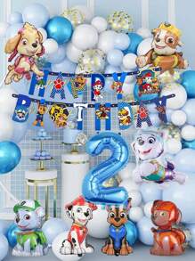 Paw Patrol Pfoten Patrol Themen Aluminium Folienballon Set, Cartoon Charakter Ali Aqi, Fellig, Grau, Perle, Lu Ma, Tian Tiana Aluminium Folie Ballons, ein Festival Ballon Set bestehend aus sieben verschiedenen Hunde Aluminiumfolie Ballon, unverzichtbare dekorative Ballon für Geburtstagsfeiern, Festivalpartys, Thanksgiving, Valentinstag, Weihnachten, Muttertag, Schulanfang, Abschlussfeier