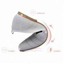 Women's Flats Walking Shoes Comfortable Mesh Round Toe Ballet Flats Breathable Dress Shoes Washable Work Slip-On Classical Shoes,Casual Women's Flats For Walking - Xám - Xem 3