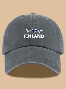 1 件可调节芬兰国旗和心电图印花棒球帽，轻便卡车司机帽，非常适合户外运动、徒步旅行和露营 | 爱国设计，户外头饰 | 复古风格帽子，节日和生日的理想礼物