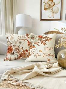 4 fundas decorativas de cojín con diseño de calabazas de cosecha de otoño para el hogar, sofá, sala de estar, dormitorio - sin relleno de cojín, decoración de temporada de otoño, con tema de gratitud