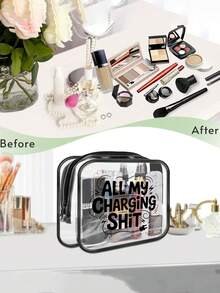 Sản phẩm mới! Túi đựng đồ du lịch đa năng tích hợp sạc - Túi đựng đồ vệ sinh cá nhân trong suốt, vật dụng cần thiết khi đi du lịch, túi đựng mỹ phẩm du lịch có khóa kéo di động, túi đựng đồ vệ sinh cá nhân bằng PVC trong suốt dùng cho bãi biển, túi đựng đồ chống thấm nước, túi sắp xếp đồ trong suốt, túi đựng cáp và USB, túi đựng mỹ phẩm PVC được chấp thuận tại sân bay dùng để đựng sạc, cáp và pin dự phòng. - Nhiều màu - Xem 8