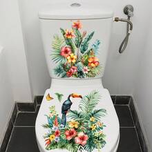 2pcs Floral Toilet Stickers To Add A Romantic Touch To Your Bathroom,Stickers,Wall Decal, Vinyl Decal For Home Decorations,Spring Decoration Items Refresh Your Home,Rama Decoration Stickers Gifts Birthday Graduation