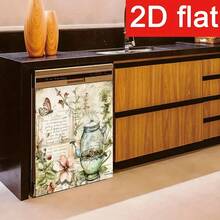 1 件复古花卉 2D 平面印刷磁性洗碗机门贴纸 - 防水、易清洁、可重复使用、适用于洗碗机、冰箱、洗衣机、烘干机装饰、无需胶水、厨房配件装饰、适合大多数洗碗机、家居装饰