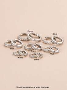 1 Pair Of 5mm - 12mm High-Quality Zirconia Stud Earrings, Copper-Inlaid Zirconia, Simple Daily All-Match Hoop Earring Set, Unisex Fashion Round Soft Cartilage Earrings