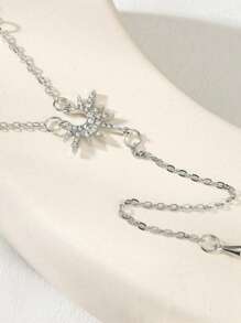 Fashion Y-Shaped Sun Pendant Necklaces For Women Girls Luxury Cubic Zirconia Long Tassel Dangle Choker Jewelry Gift