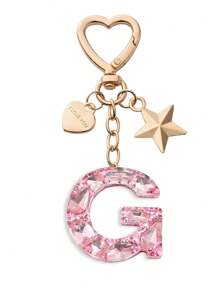 1pc Cute Bling Keychain Initial Letter Butterfly Star Pink Gift For Women Girls Bag Purse Handbags School Bag Car Key Cup Charms Accessories Car Accessories Goth Y2k