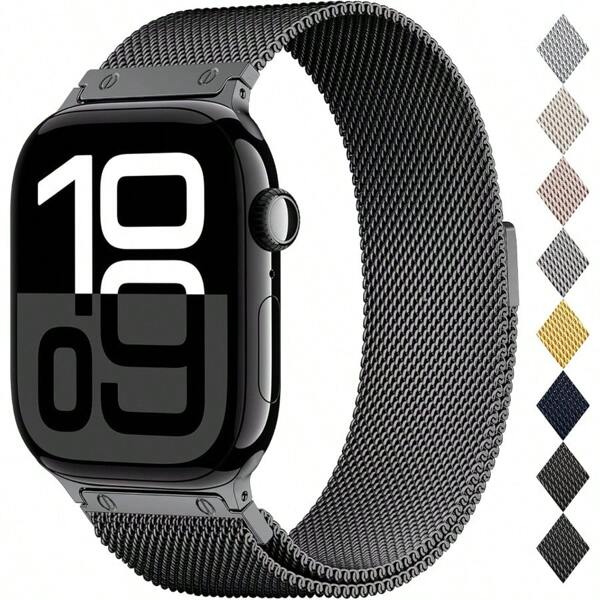 Original Metal Milanese Loop Compatible With Apple Watch Band 49mm 46mm 45mm 44mm 42mm 41mm 40mm 38mm Men And Women Magnetic Clasp Replacement Strap For  Series 10 Ultra 2 SE 9 8 7 6 5 4