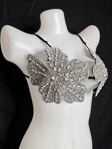 PAFAHE Sexy Bra Accessories, New European And American Sexy Lingerie With Hollow Strap And Leaf Design, Suitable For Wearing Outerwear In Summer And Autumn, Fashionable For Nightclub, Party, Vacation, Hotel, Music Festival - Silver - View 3