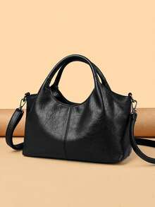 1件装时尚优雅复古纯色真皮女士手提包/单肩包，简约大容量单肩包 - 彩色 - 查看 13