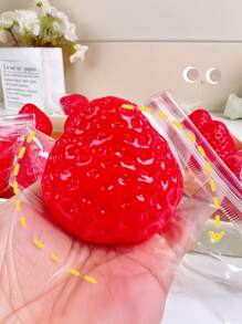1pc Unique Strawberry Squeeze Toy - Stress Relief, Focus Enhancing Small Toy, Slow-Rebound, Vibrant Red With Realistic Texture, Ideal Gift For Friends On Birthdays, Birthday Gift|Playful Design|Slow Rebound Toy, Strawberry Gifts,Christmas And Halloween Party Gift - Multicolor - View 2