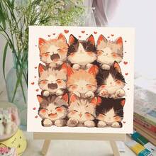 成人初學者用藝術按數字畫，動物按數字畫，蝴蝶/貓按數字畫套件，適用於家居牆面裝飾，8x8英寸 - 動物系列 - 查看 29